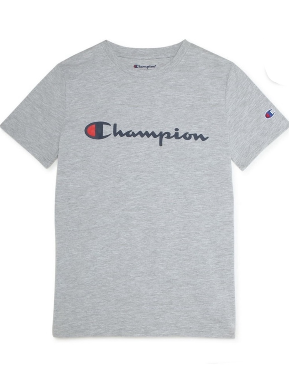 Champion Heather Gray Tee with Black & Red Logo!